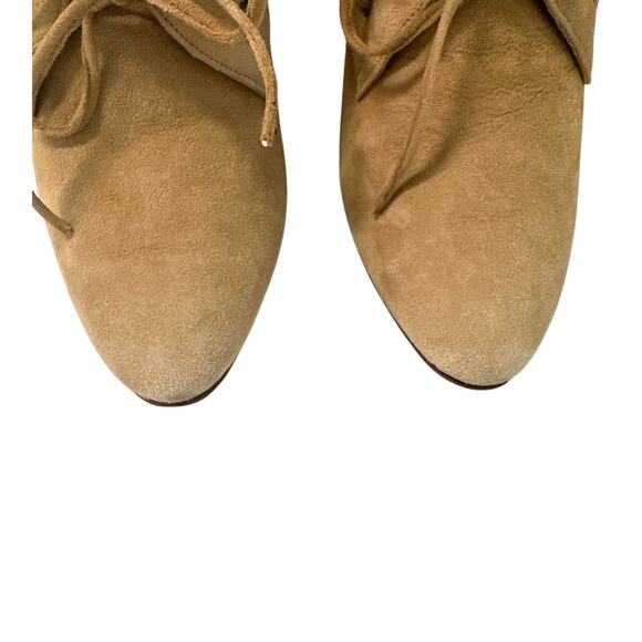 Manolo Blahnik Ostrava Camel Suede Shearling Ankle Boots Size IT 37 / US 7 - Picture 7 of 15